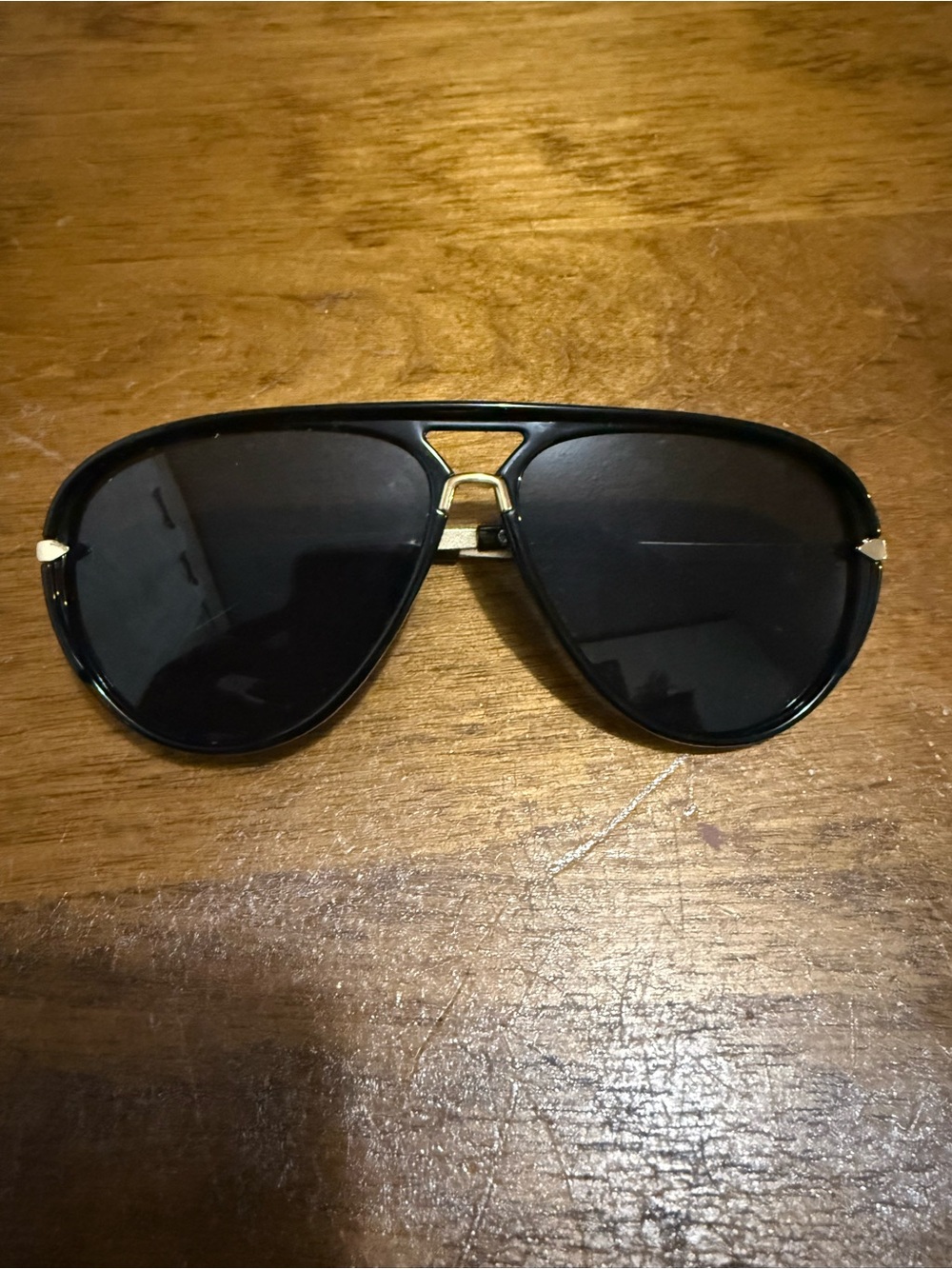 T.T. Shop Black and Gold Aviator Sunglasses
